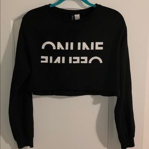 H&MBlack Long Sleeve Crop Top with White Lettering